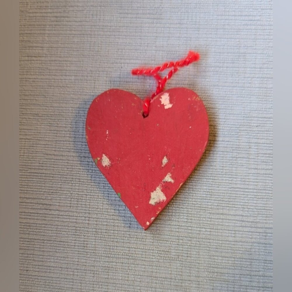 Red Wooden Heart Ornament